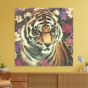 Em Tela Impressão de Tigre Decorativo