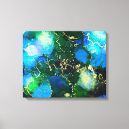 Em Tela Impressão de Tinta Azul e Dourada