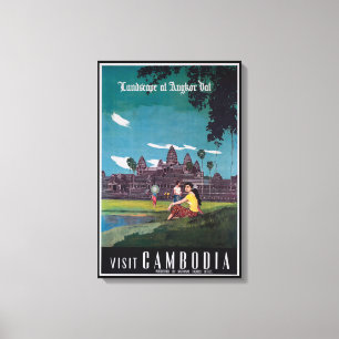 Em Tela Impressão de Viagens vintage Angkor Wat Camboja