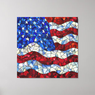 Em Tela Impressão de Vidro Arranjado com Bandeira American