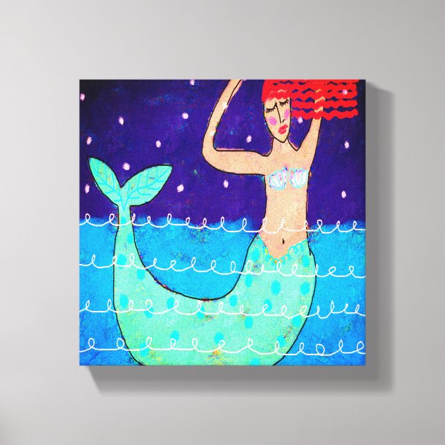 Em Tela Impressão digital Mermaid Abstrato (Frente)