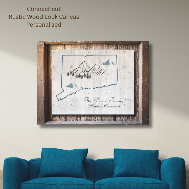 Em Tela Impressão do Quadro de Madeira Russo de Connecticu (Connecticut Rustic Wood-Look Canvas. The wood look is so unique and can be easily personalized!)