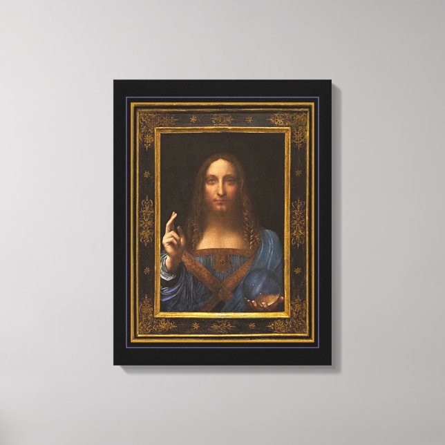 Em Tela Impressão do Salvator Mundi 1500 Leonardo da Vinci (Frente)