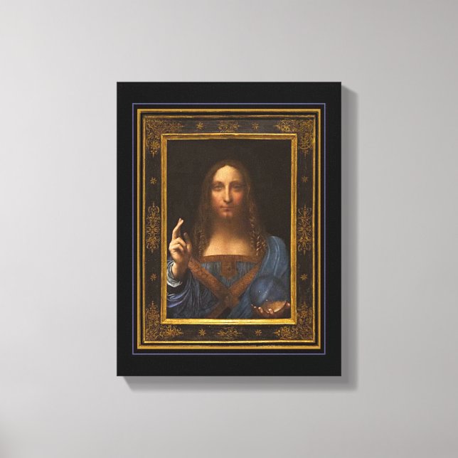 Em Tela Impressão do Salvator Mundi 1500 Leonardo da Vinci (Frente)
