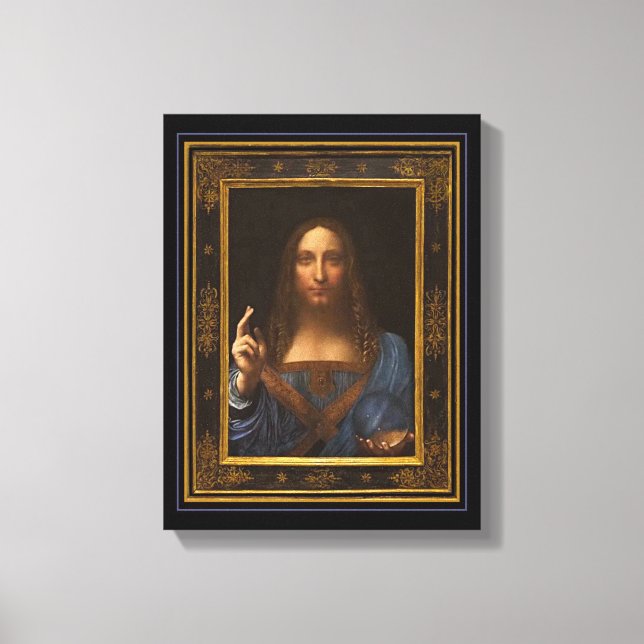 Em Tela Impressão do Salvator Mundi 1500 Leonardo da Vinci (Frente)