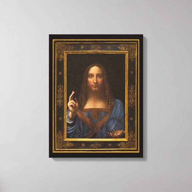 Em Tela Impressão do Salvator Mundi 1500 Leonardo da Vinci (Frente)