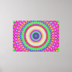 Em Tela Impressão Esticada do Círculo de Mandala Neon Blue