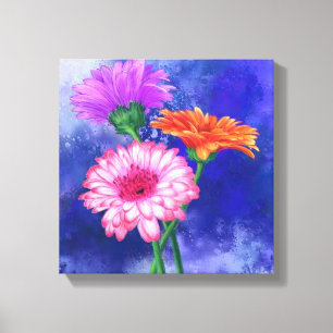 Em Tela Impressão Gerberas de Três Cores - Pintura