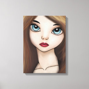 Em Tela Impressão japonês do retrato de Manga da boneca 