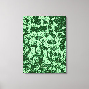 Em Tela Impressão Japonês Folha, Emerald e Pastel Green