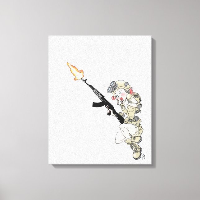 Em Tela impressão "Pinup Tático - Oopsie" por Jaime Munt (Frente)