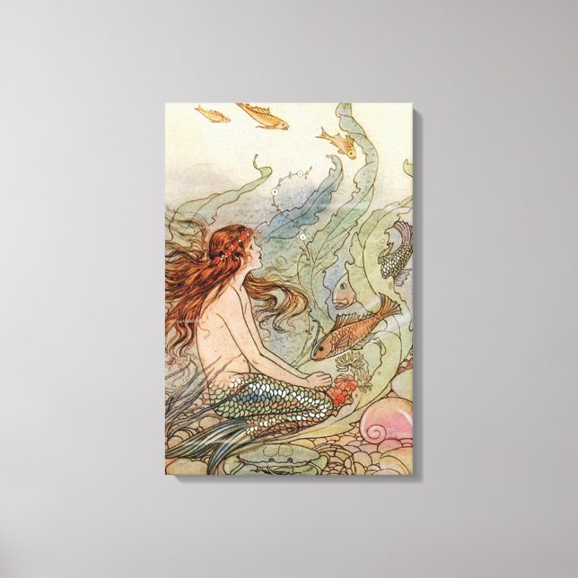 Em Tela Impressão POSTER MERMAID ART DA VINTAGEM (Frente)