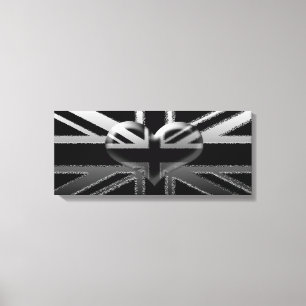 Em Tela Impressão preto de Union Jack e de prata moderno