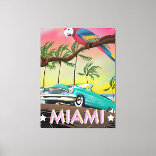 Em Tela Impressão retro do viagem do vintage de Miami