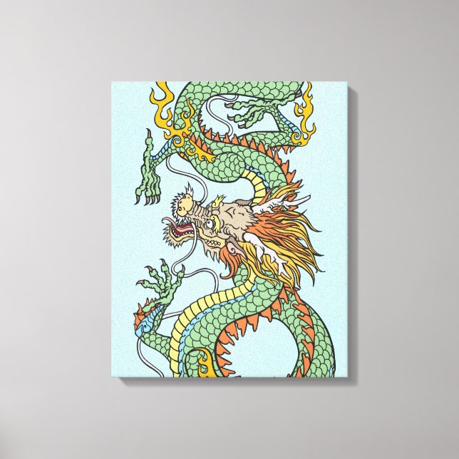 Em Tela Impressão tradicional do dragão chinês (Frente)