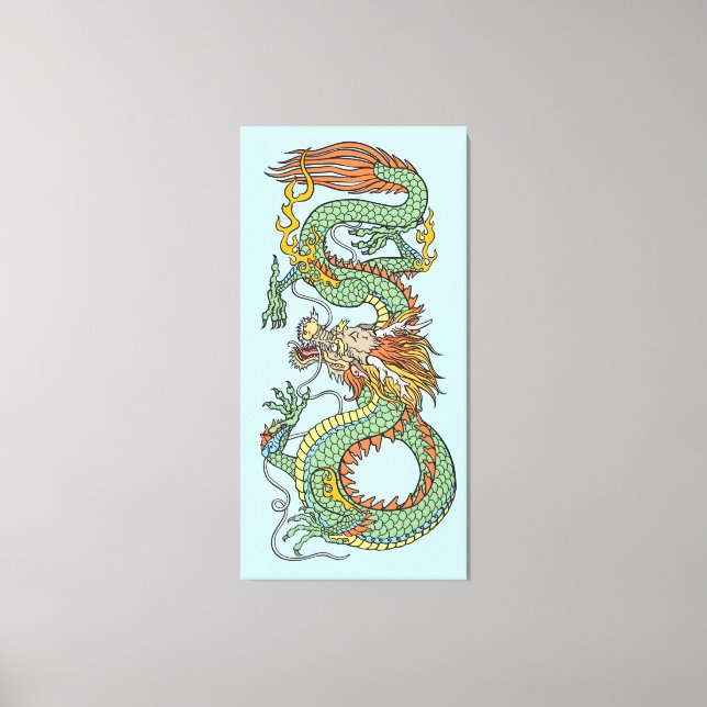 Em Tela Impressão tradicional do dragão chinês (Frente)