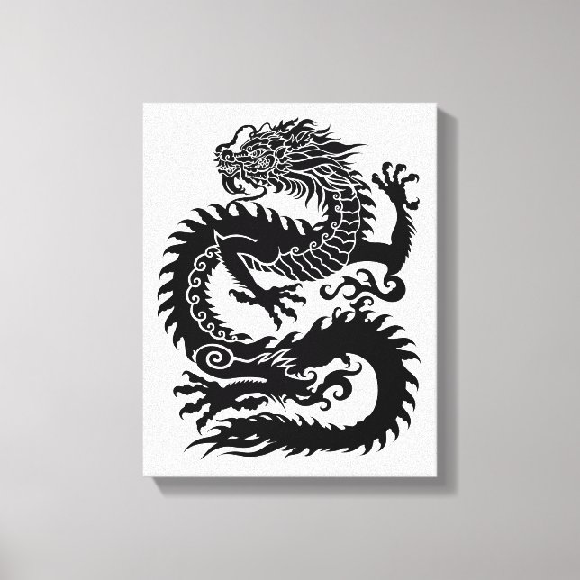 Em Tela Impressão tradicional do dragão chinês (Frente)