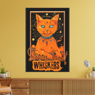 Em Tela Laranja Cat Tarot Magic Impressão de Arte Cósmic