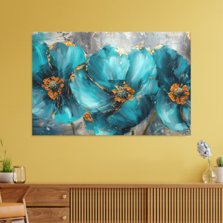 Em Tela Linda pintura de Flor Azul - Impressão de Arte Flo