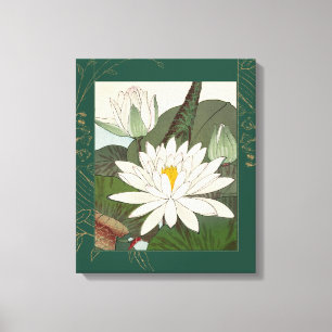 Em Tela Lírios de água Impressão japoneses embelezados