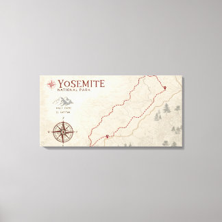 Em Tela Mapa de Trilhas de Yosemite Impressão