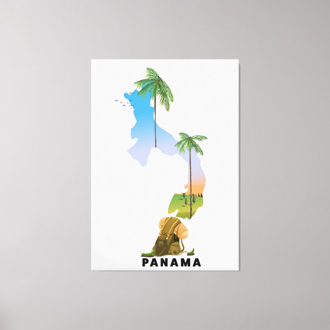 Em Tela Mapa do Panamá impressão de poster de viagens Ilus (Frente)