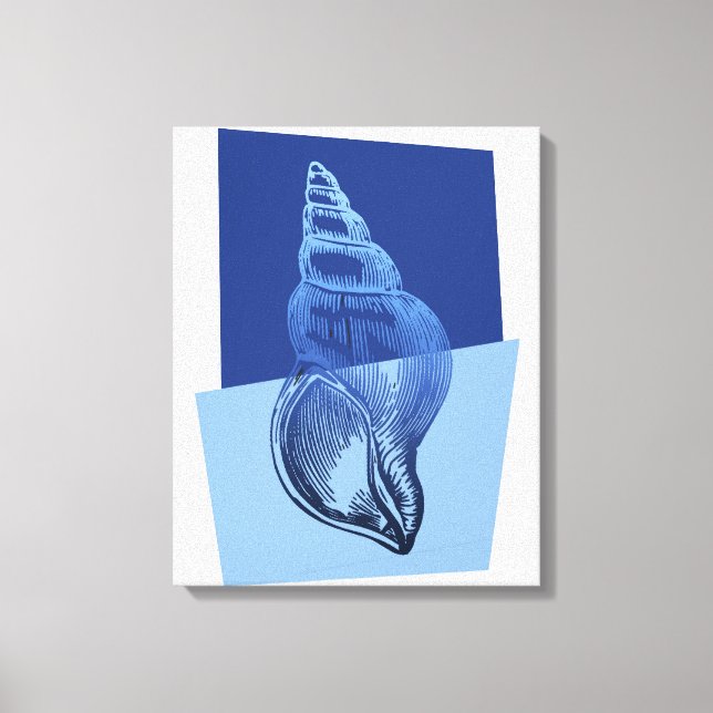 Em Tela Médio Moderno Turban Shell Impressão Blue (Frente)