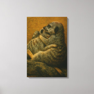 Em Tela Meerkat Embrace - Heart Wildlife Art Impressão