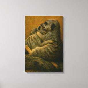 Em Tela Meerkat Embrace - Heart Wildlife Art Impressão