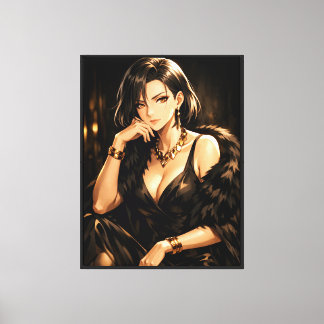 Em Tela Mulher Elegante de Anime – Impressão de Arte de Gl