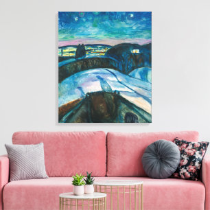 Em Tela Noite Estrelada Edvard Munch Impressão Fotográ