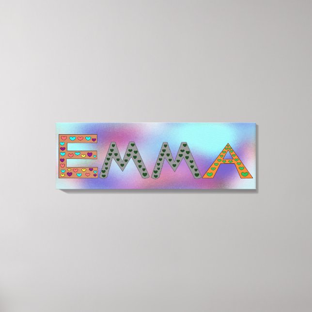 Em Tela Nome da Menina Cota EMMA Abstrato Impressão (Frente)