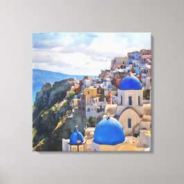 Em Tela Oia, Santorini. Grécia. Pintura a óleo. Impressão 