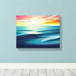 Em Tela Ondas do pôr do sol impressão de arte abstrata col