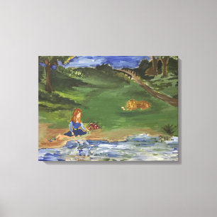 Em Tela Original da pintura a óleo no dia do impressão n