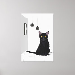 Em Tela Pintura de Gato Preto Famoso, Impressão de Parede