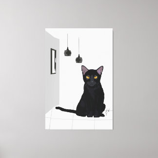 Em Tela Pintura de Gato Preto Famoso, Impressão de Parede