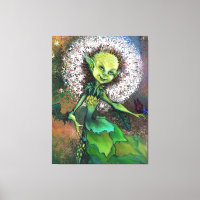 Pintura de Impressão de Garota Dandelion e Borbole