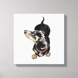Em Tela pintura do dachshund no impressão esticado das