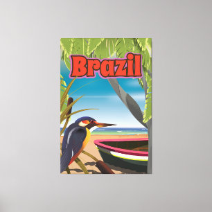 Em Tela Placa Poste de praia brasileira viagem impressão