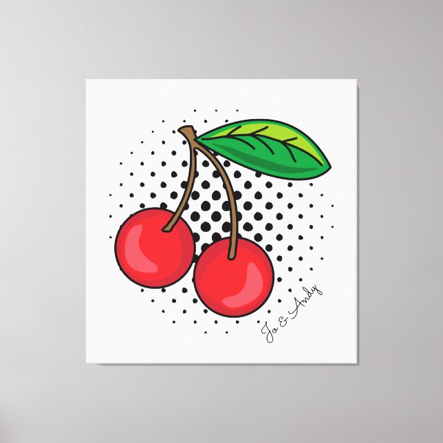 Em Tela Popart Red Cherries na impressão de pontos de meio (Frente)