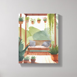 Em Tela Porch Potted | Impressão Botânica por Aquarela