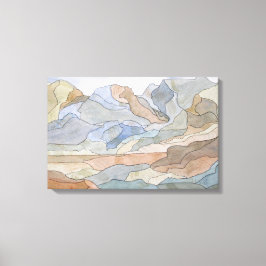 Em Tela Regiões Montanhosas - Linha de Aquarela Impressão