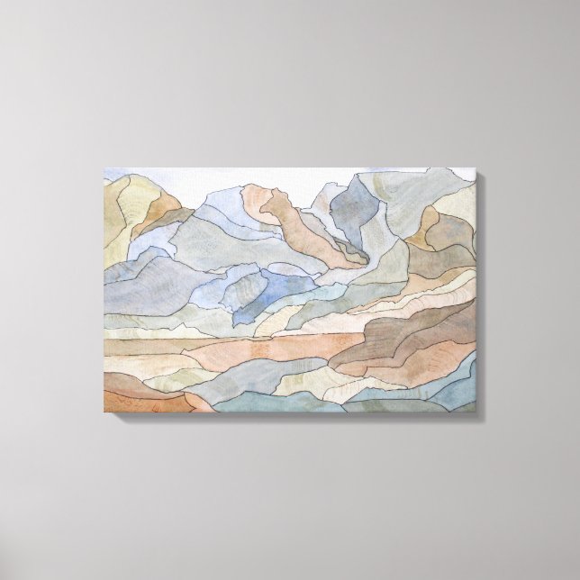 Em Tela Regiões Montanhosas - Linha de Aquarela Impressão (Frente)