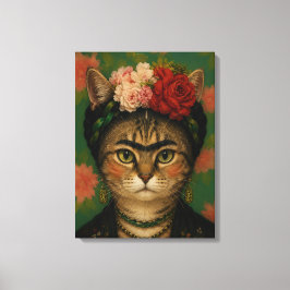 Em Tela Retrato de Gato Frida Kahlo Impressão de Arte Flor