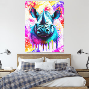 Em Tela Rhino Wall Art Impressão - Colorful Rhino Wildlife