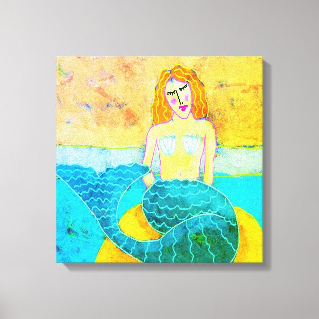 Em Tela Sereia no Rock Abstrato Digital Impressão (Frente)