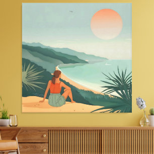 Em Tela Solitude do Sol - Impressão de Visão Costeira Mini