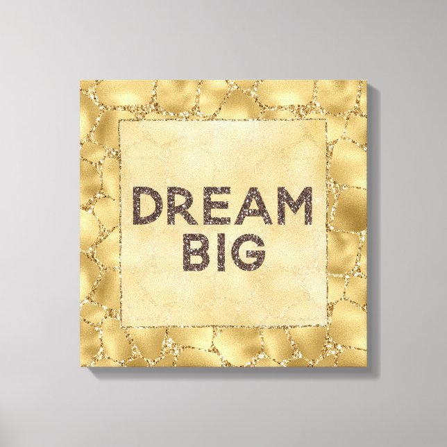 Em Tela Sonho de Impressão de Girafa Glitter Dourado (Frente)