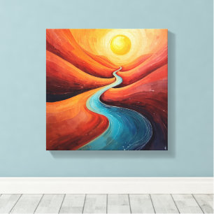 Em Tela Sunlit Path - Abstrato Winding River Art Impressão